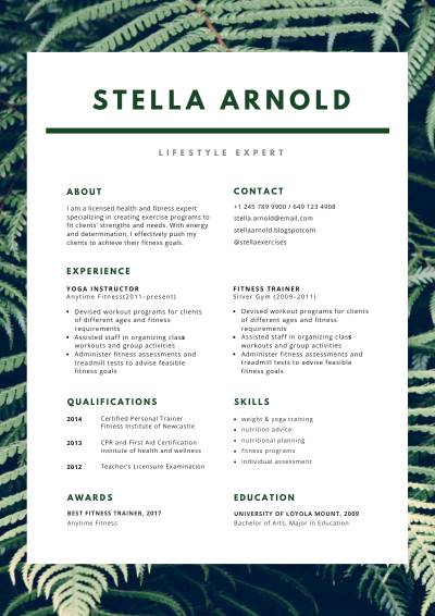 Green Leaf Border  CV Design