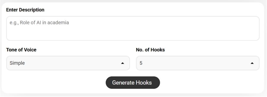 Screenshot of the AI Generator